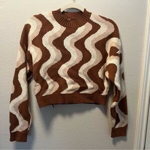 Wave Pattern Brown and Cream Sweater